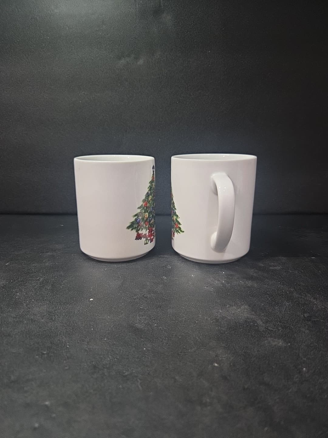 Mount Clemens Pottery Christmas Tree Coffee Mugs, Set of 2, Festive Holiday Cups - Thumbnail 2