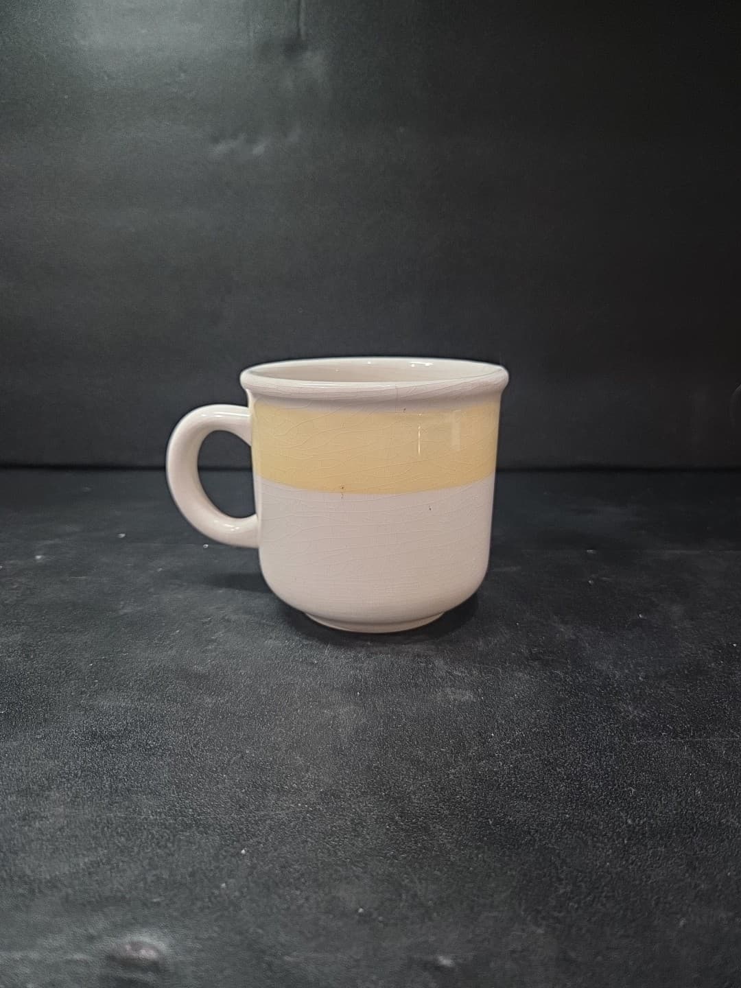 Furio Crackled Stoneware Mug, Vintage White Yellow Coffee Mug, Italian Tea Cup - Thumbnail 3