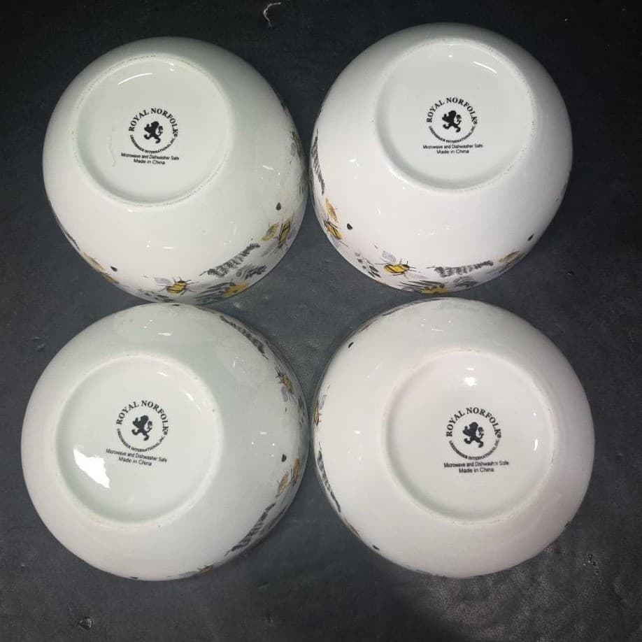 Royal Norfolk Spring Bee Cereal Bowls, Set of 4, Vintage Style Dishware - Thumbnail 5