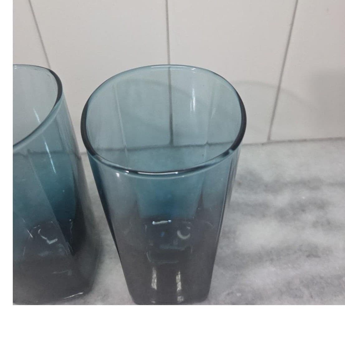 Anchor Hocking Rio Coastal Blue Tumblers, Set of 2, Vtg Square Base Drinkware - Thumbnail 6