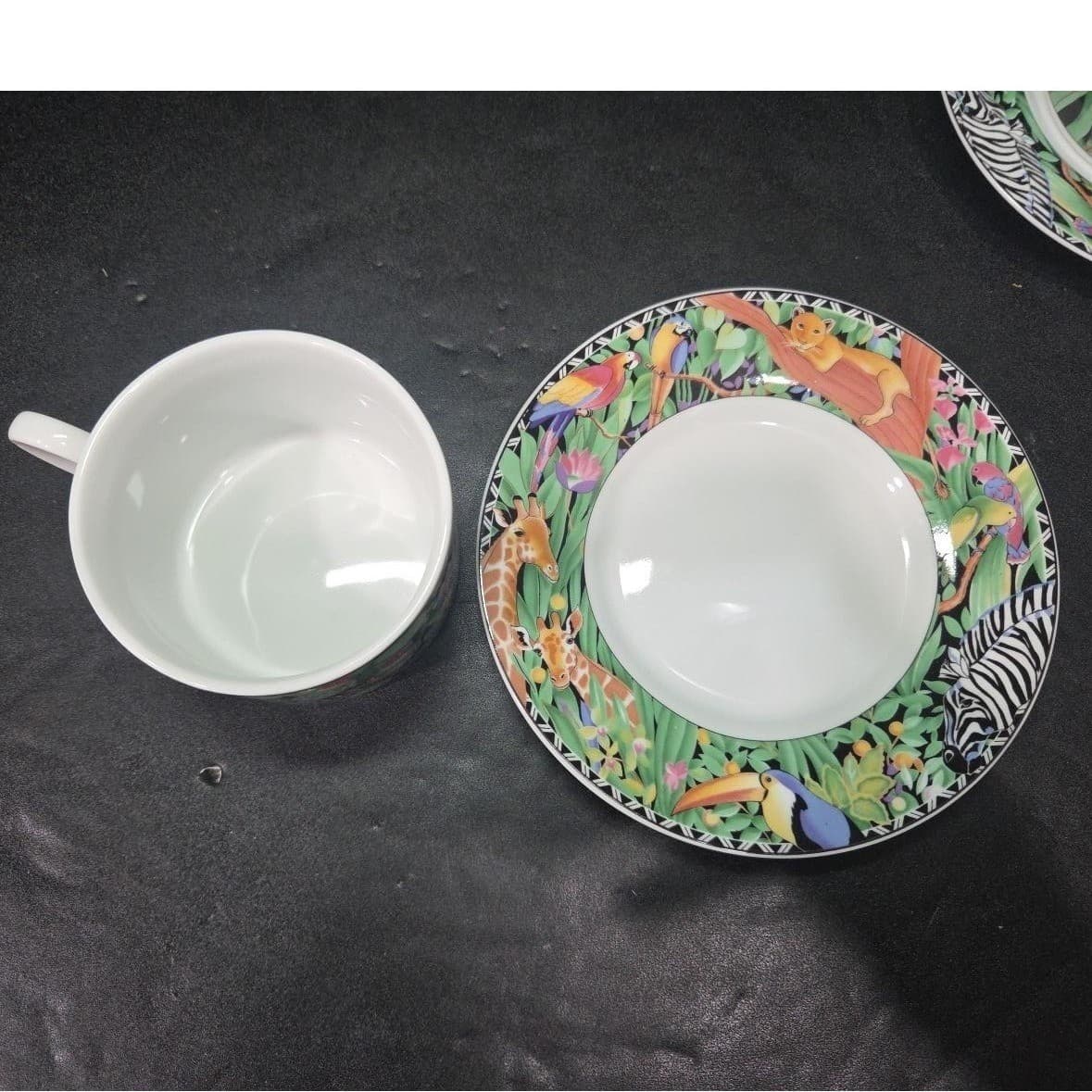 Ultra Porcelain by Sakura Magic Jungle Cup & Saucers, Set of 4 Vintage Tableware - Thumbnail 6