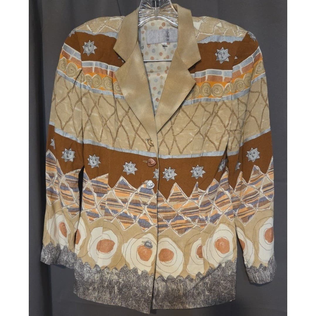 Dorothy Schoelen Platinum Petites Blazer, Vintage Celestial Sun Art to Wear - Thumbnail 3