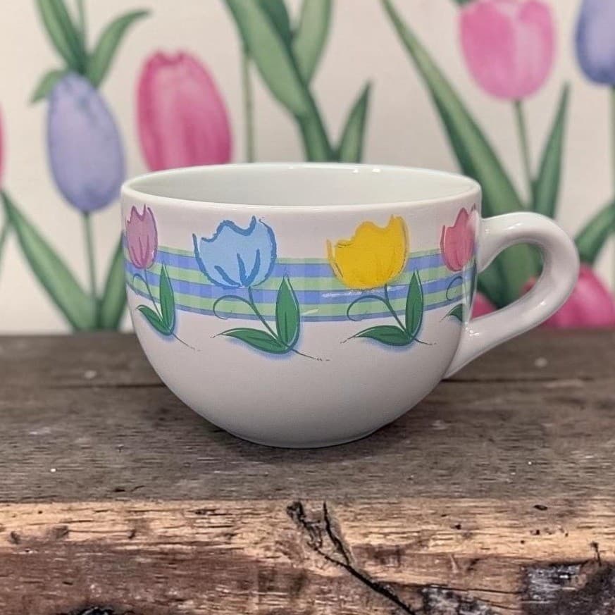 TB Toy Trading Co. Tulip Coffee Cup, Vintage Floral Mug, Replacement Drinkware