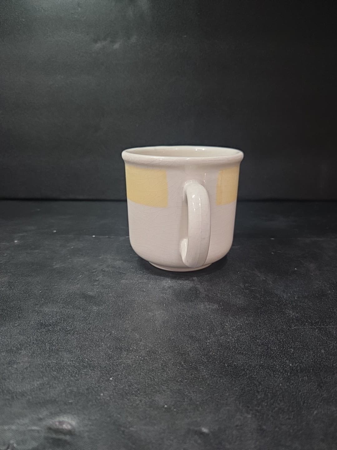 Furio Crackled Stoneware Mug, Vintage White Yellow Coffee Mug, Italian Tea Cup - Thumbnail 4
