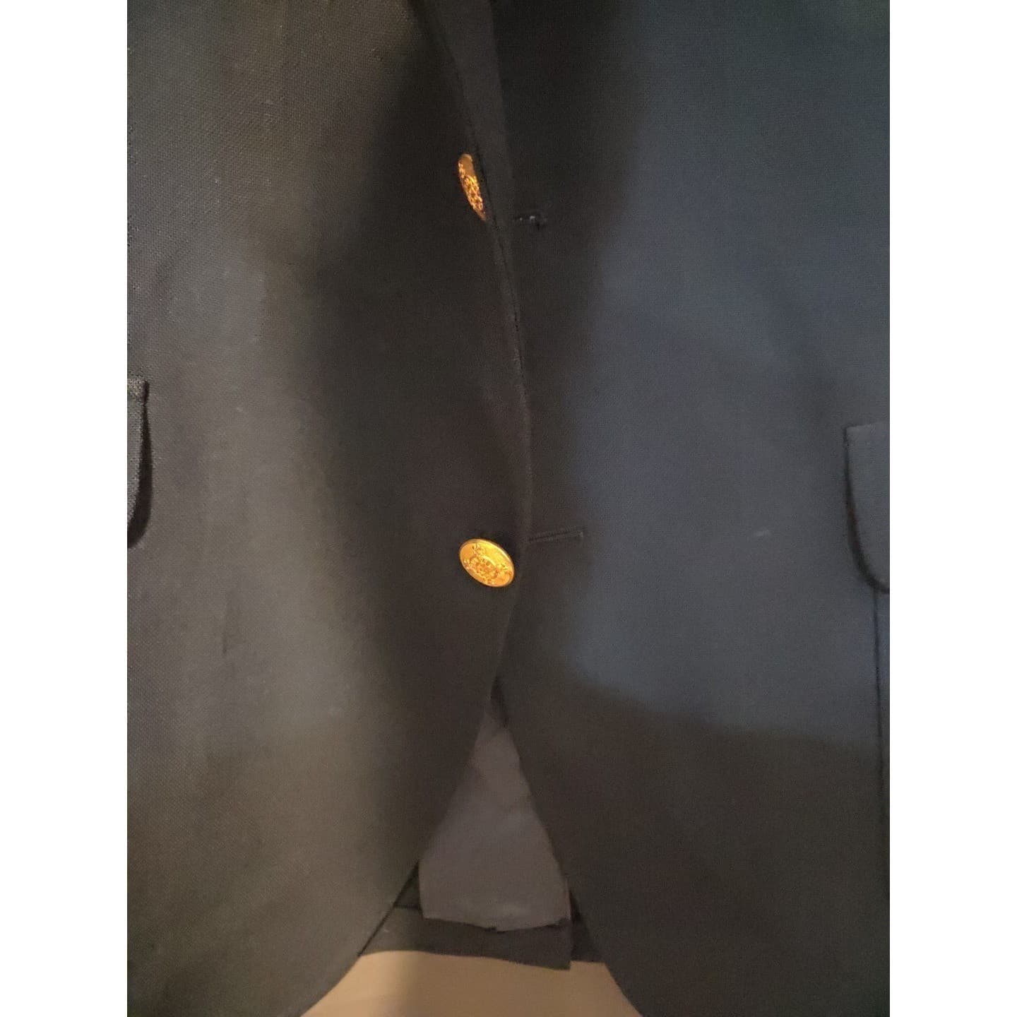 Christopher Wren Navy Blue Blazer, Gold Crest Buttons, USA Made, Halperns Jacket - Thumbnail 7