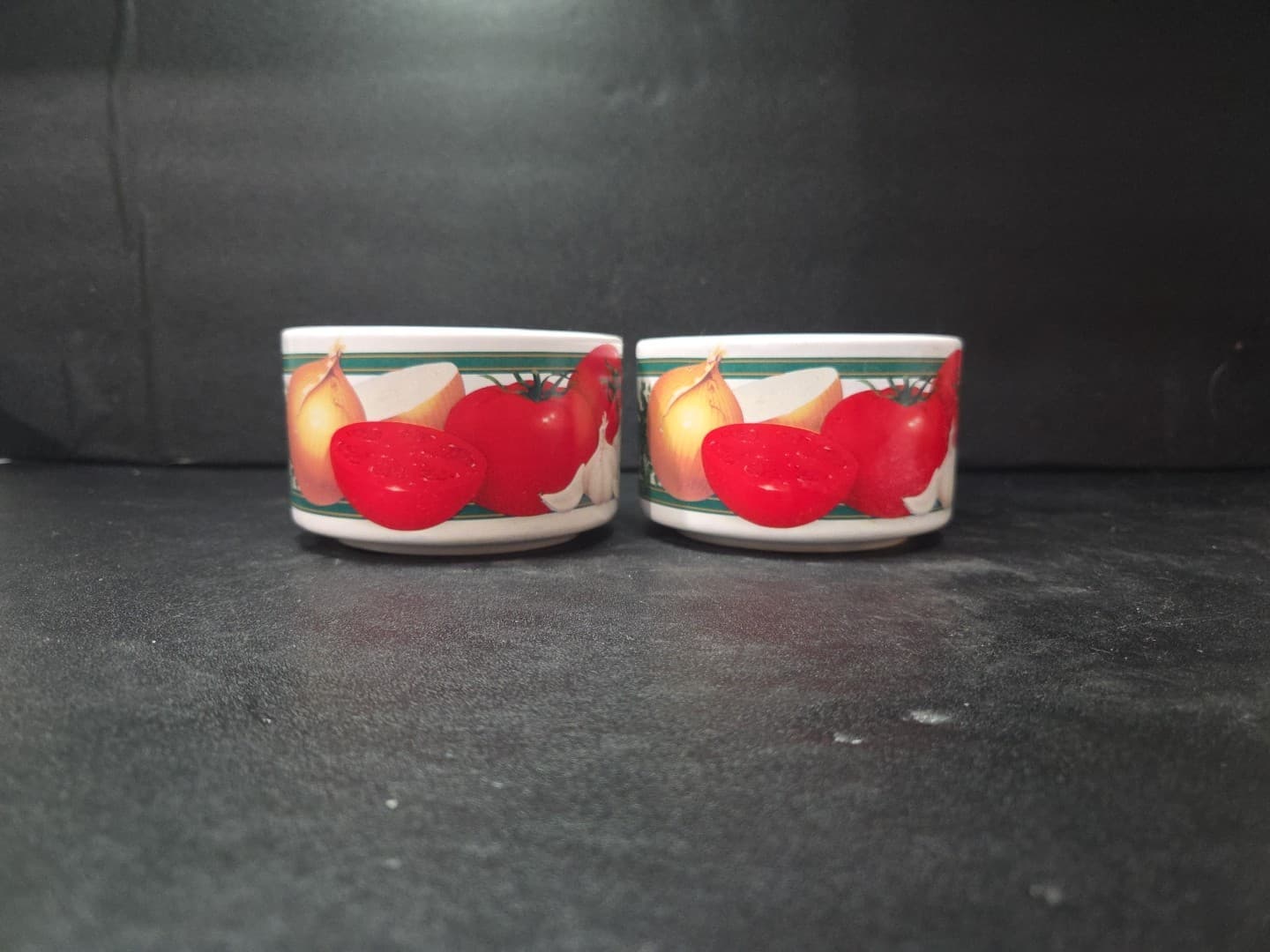 Hickory Farms Vintage Rustic Soup Cup Mug, Tomato Onion Garlic Pattern, Set of 2 - Thumbnail 2