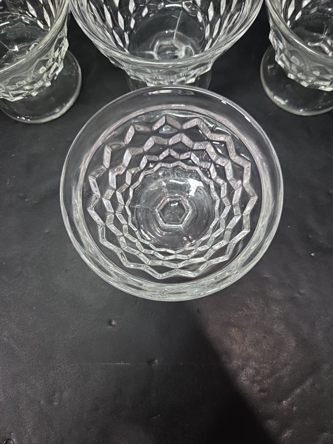 Fostoria American Cubist Sundae Dishes, Set of 4, Clear Goblet, 3" Dessert Bowls - Thumbnail 6