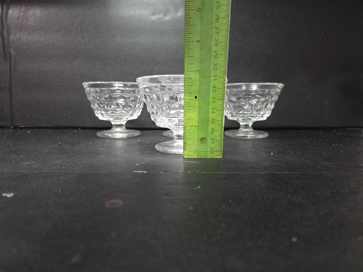Fostoria American Cubist Sundae Dishes, Set of 4, Clear Goblet, 3" Dessert Bowls - Thumbnail 8