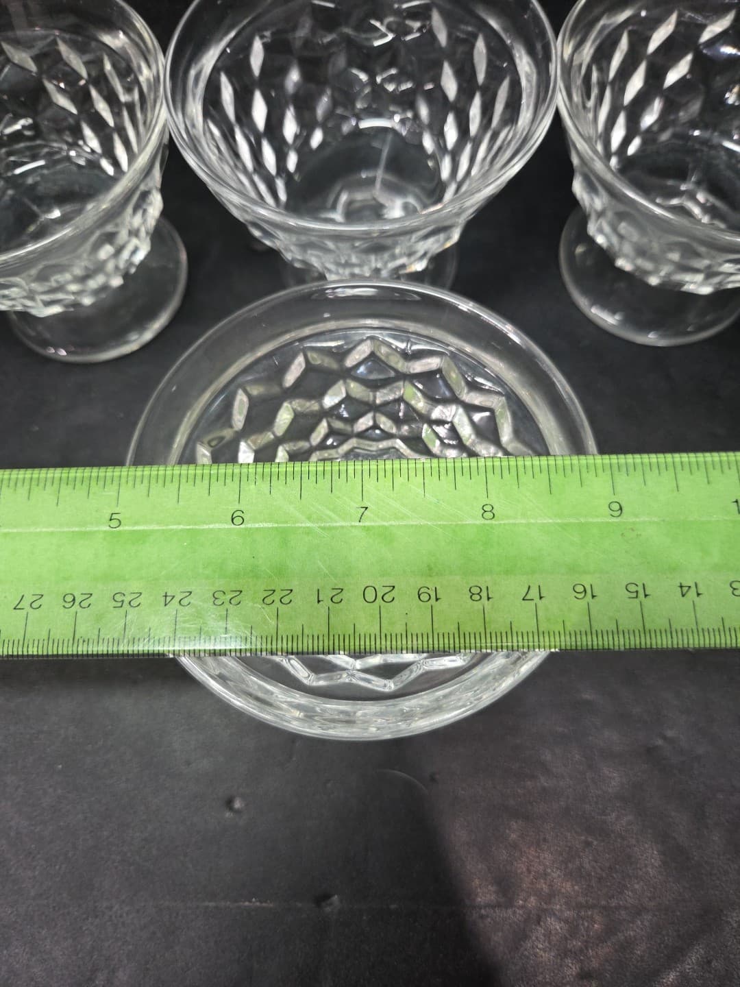 Fostoria American Cubist Sundae Dishes, Set of 4, Clear Goblet, 3" Dessert Bowls - Thumbnail 9