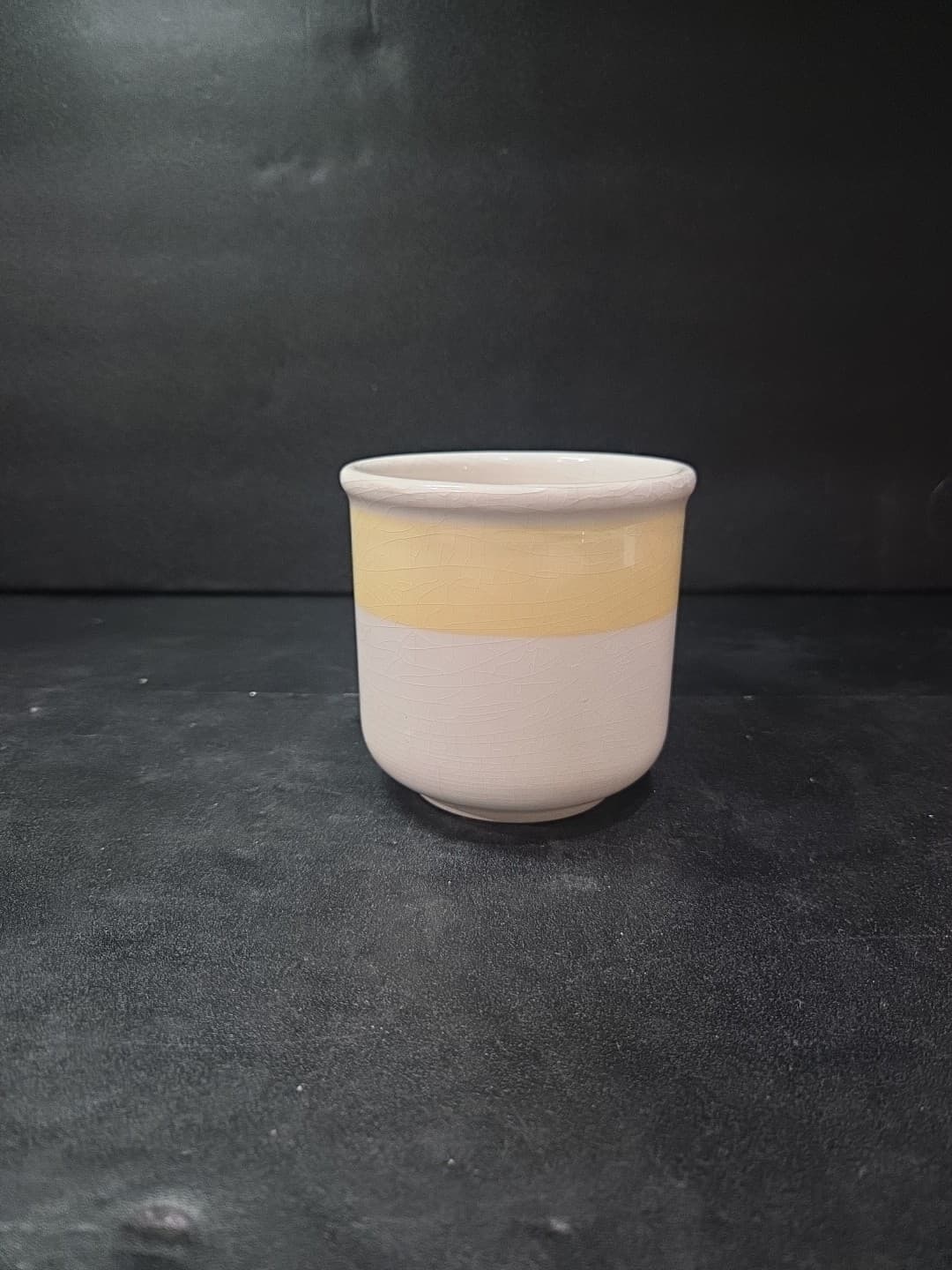 Furio Crackled Stoneware Mug, Vintage White Yellow Coffee Mug, Italian Tea Cup - Thumbnail 2