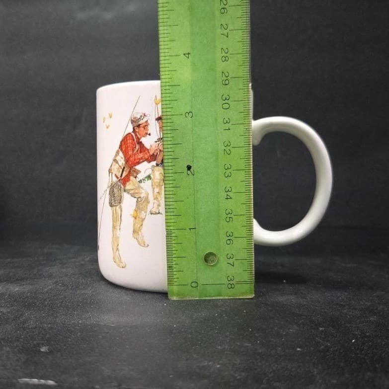 Norman Rockwell Trout Dinner Mug, Fishing Mug, Japan 1987 Cup, Collectible Mug - Thumbnail 2