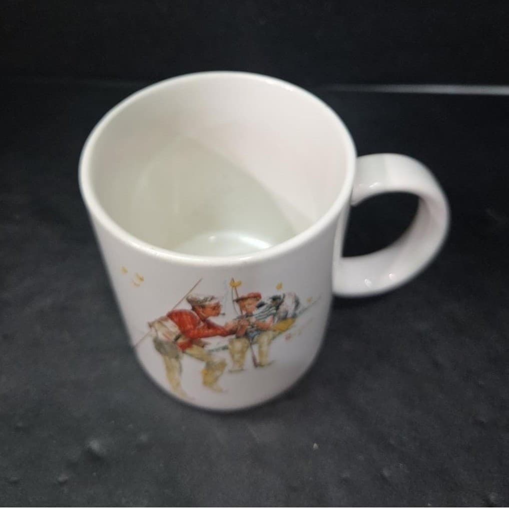 Norman Rockwell Trout Dinner Mug, Fishing Mug, Japan 1987 Cup, Collectible Mug - Thumbnail 8