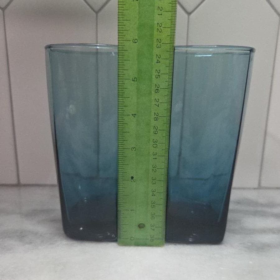 Anchor Hocking Rio Coastal Blue Tumblers, Set of 2, Vtg Square Base Drinkware - Thumbnail 9