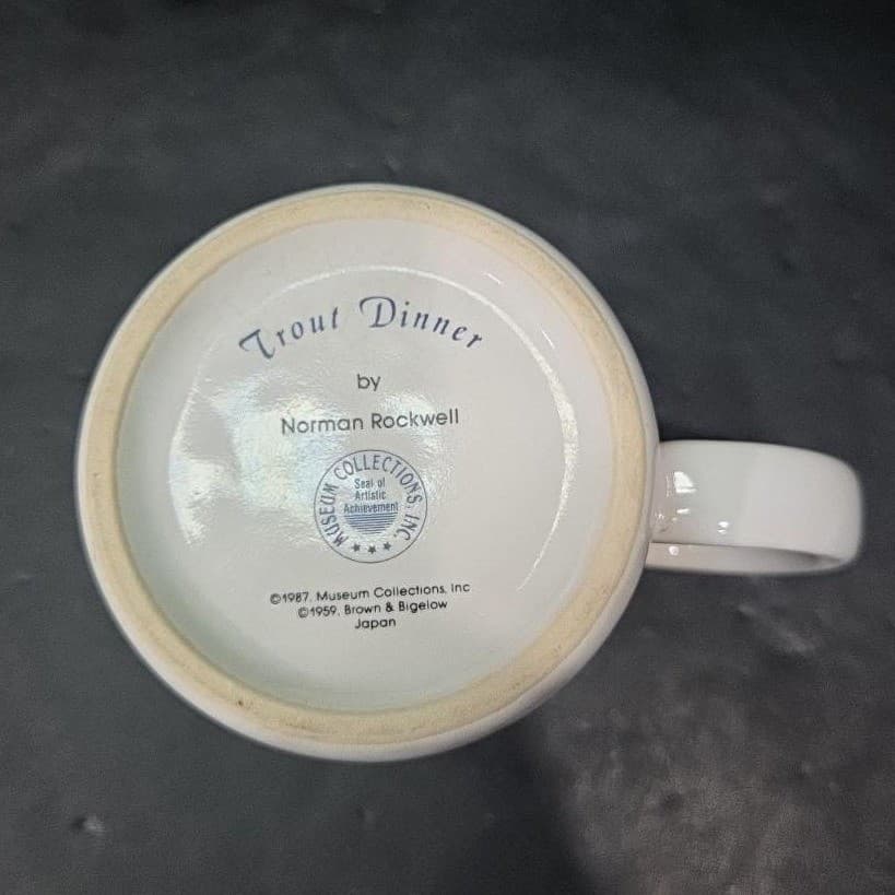 Norman Rockwell Trout Dinner Mug, Fishing Mug, Japan 1987 Cup, Collectible Mug - Thumbnail 10