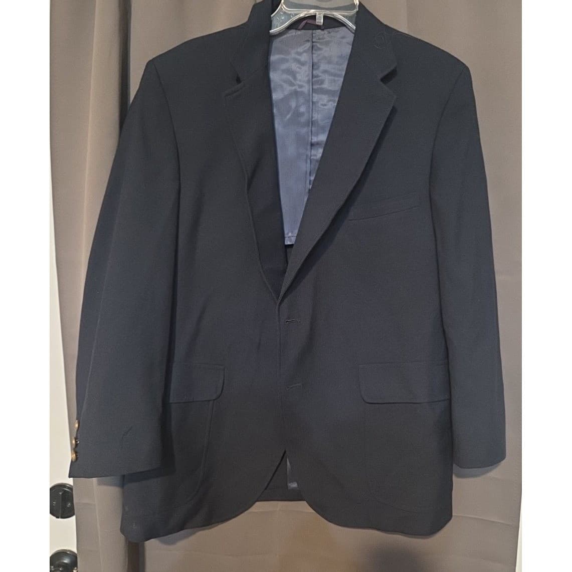 Christopher Wren Navy Blue Blazer, Gold Crest Buttons, USA Made, Halperns Jacket - Thumbnail 3