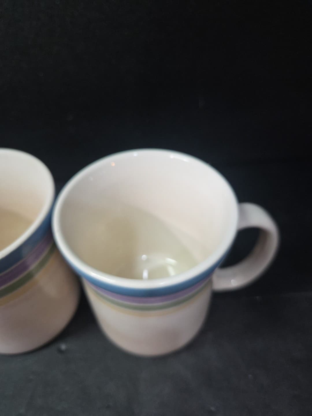 Gibson Candy Stripe Coffee Mugs, Set Of 2, Vintage Coffee Cups, Multicolor Rings - Thumbnail 5