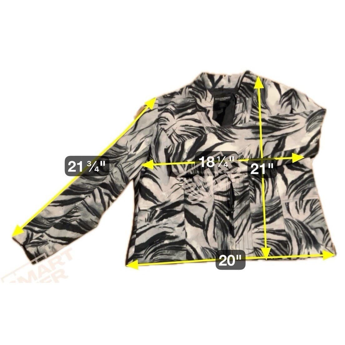 Molly & Maxx Petite Zebra Print Zip Front Blazer, Gray Black Jacket, Women's PS - Thumbnail 2