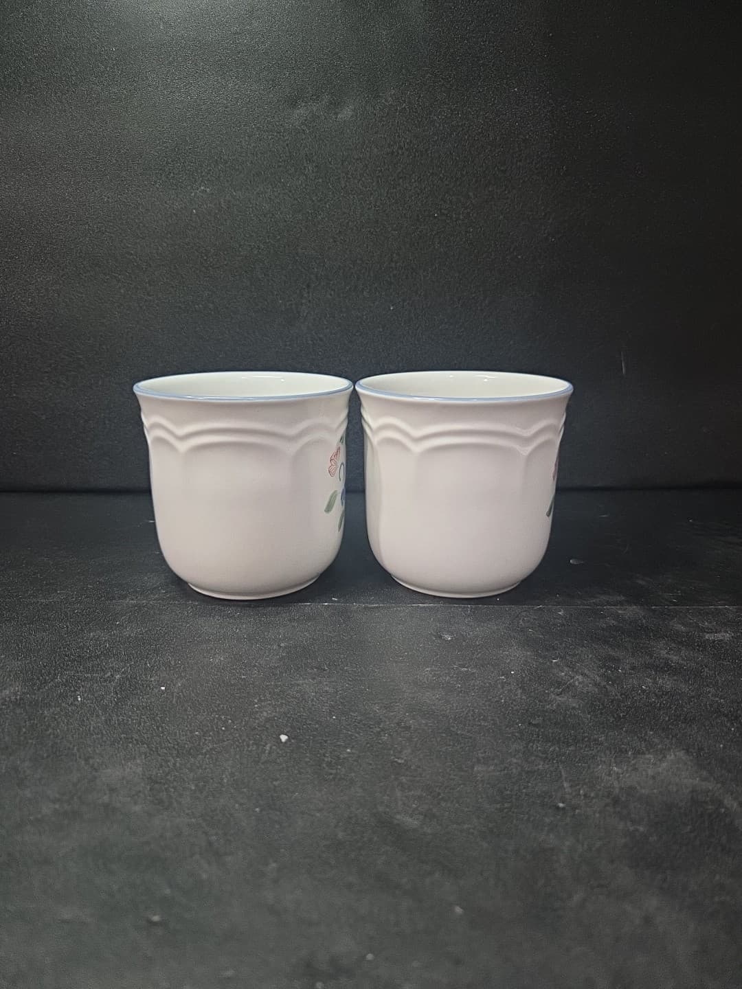 Floral Expressions Stoneware Coffee Cups, Japanese Tea Cups, Vintage Set of 2 - Thumbnail 4
