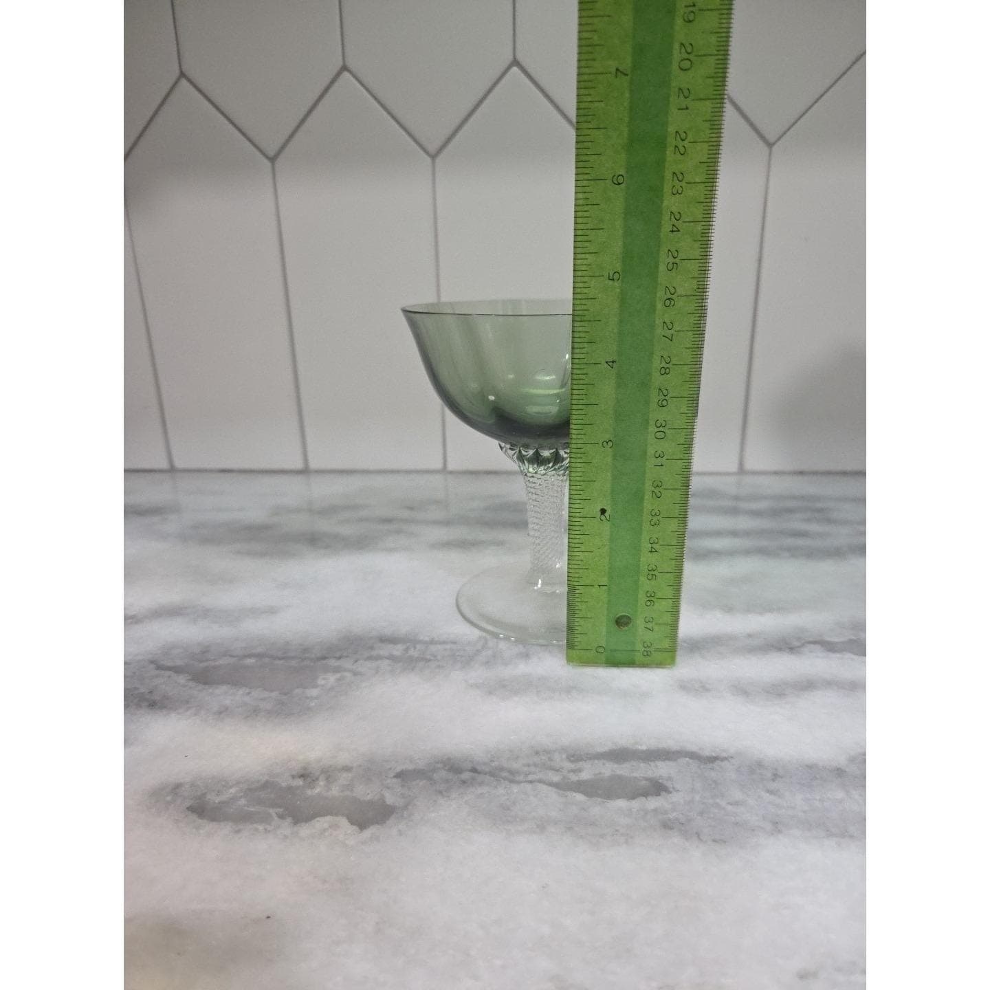 Gorham Octette Green Champagne Glass, Tall Sherbet Dish, Vintage Twisted Stem - Thumbnail 8