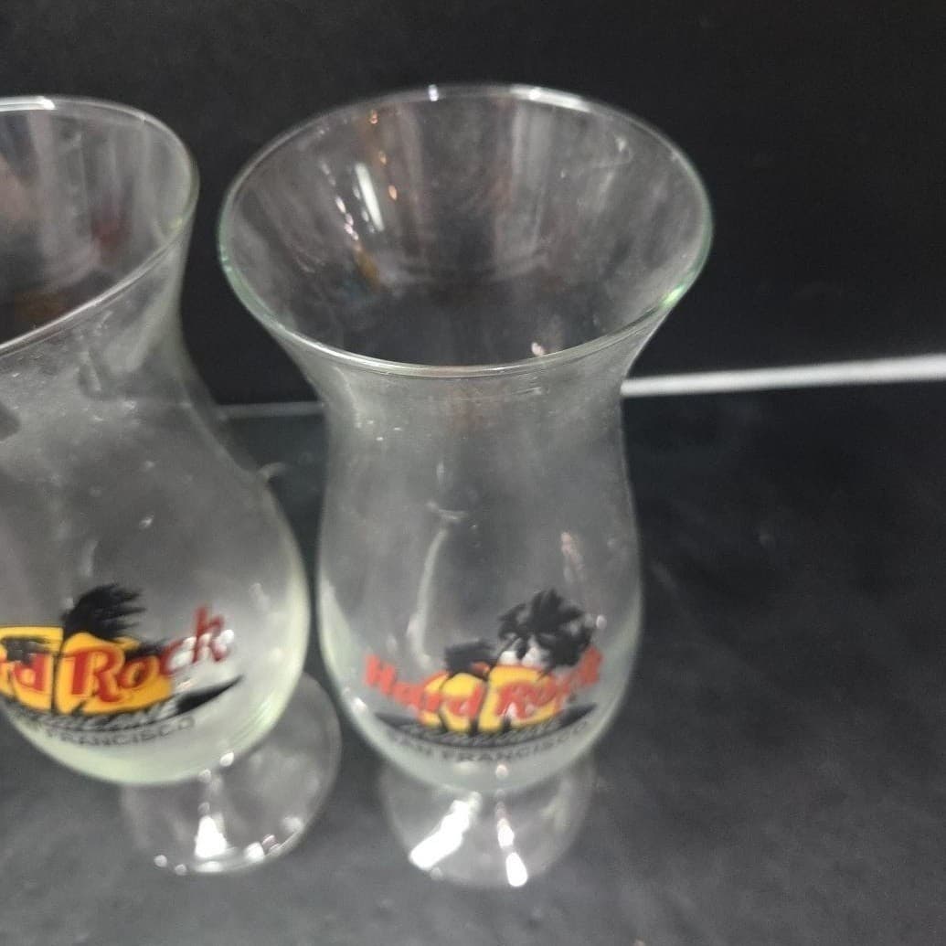 Hard Rock Cafe San Francisco Hurricane Glasses, Set of 2, Vintage Style Barware - Thumbnail 6