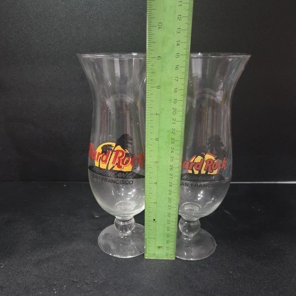 Hard Rock Cafe San Francisco Hurricane Glasses, Set of 2, Vintage Style Barware - Thumbnail 9