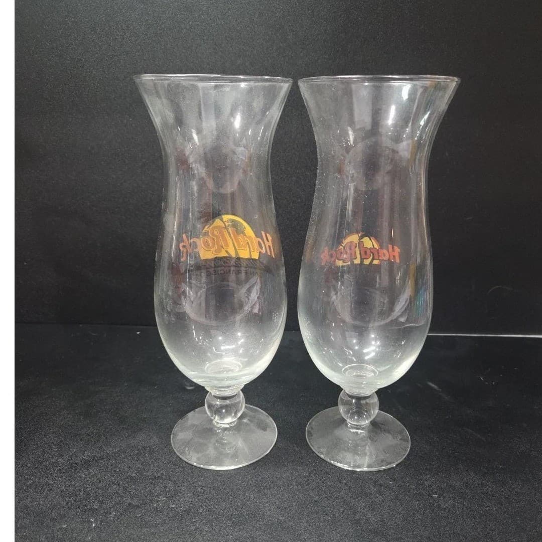 Hard Rock Cafe San Francisco Hurricane Glasses, Set of 2, Vintage Style Barware - Thumbnail 4