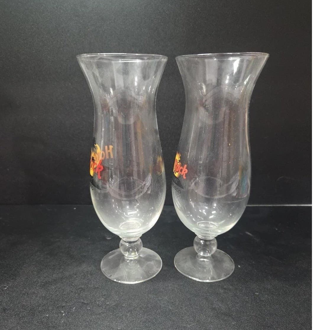Hard Rock Cafe San Francisco Hurricane Glasses, Set of 2, Vintage Style Barware - Thumbnail 3