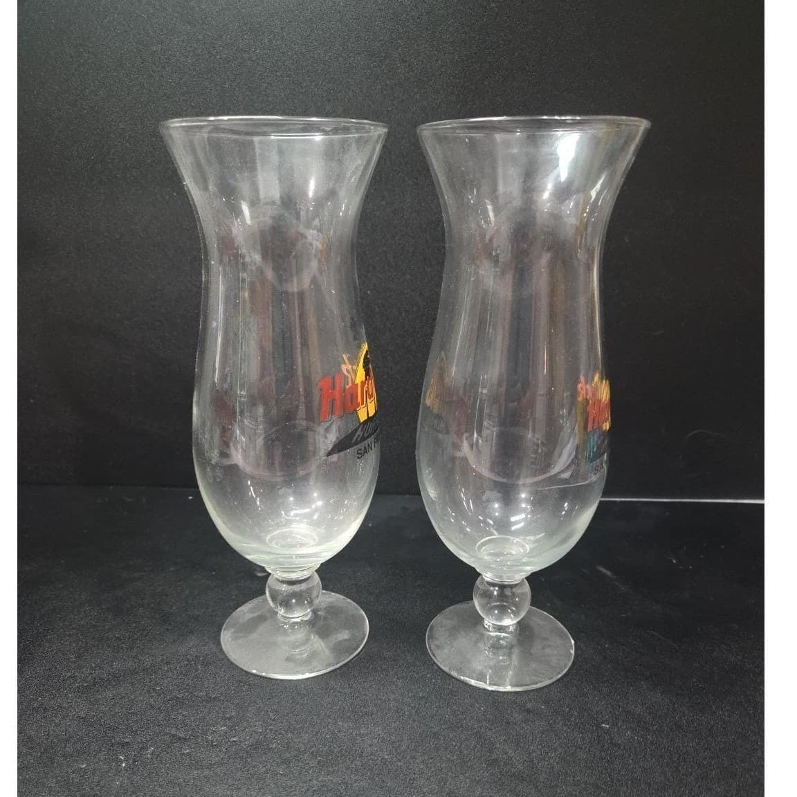 Hard Rock Cafe San Francisco Hurricane Glasses, Set of 2, Vintage Style Barware - Thumbnail 5