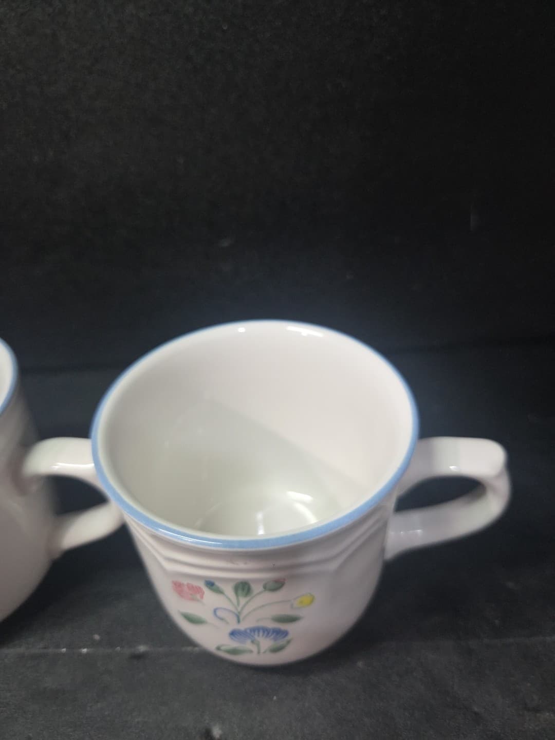 Floral Expressions Stoneware Coffee Cups, Japanese Tea Cups, Vintage Set of 2 - Thumbnail 5