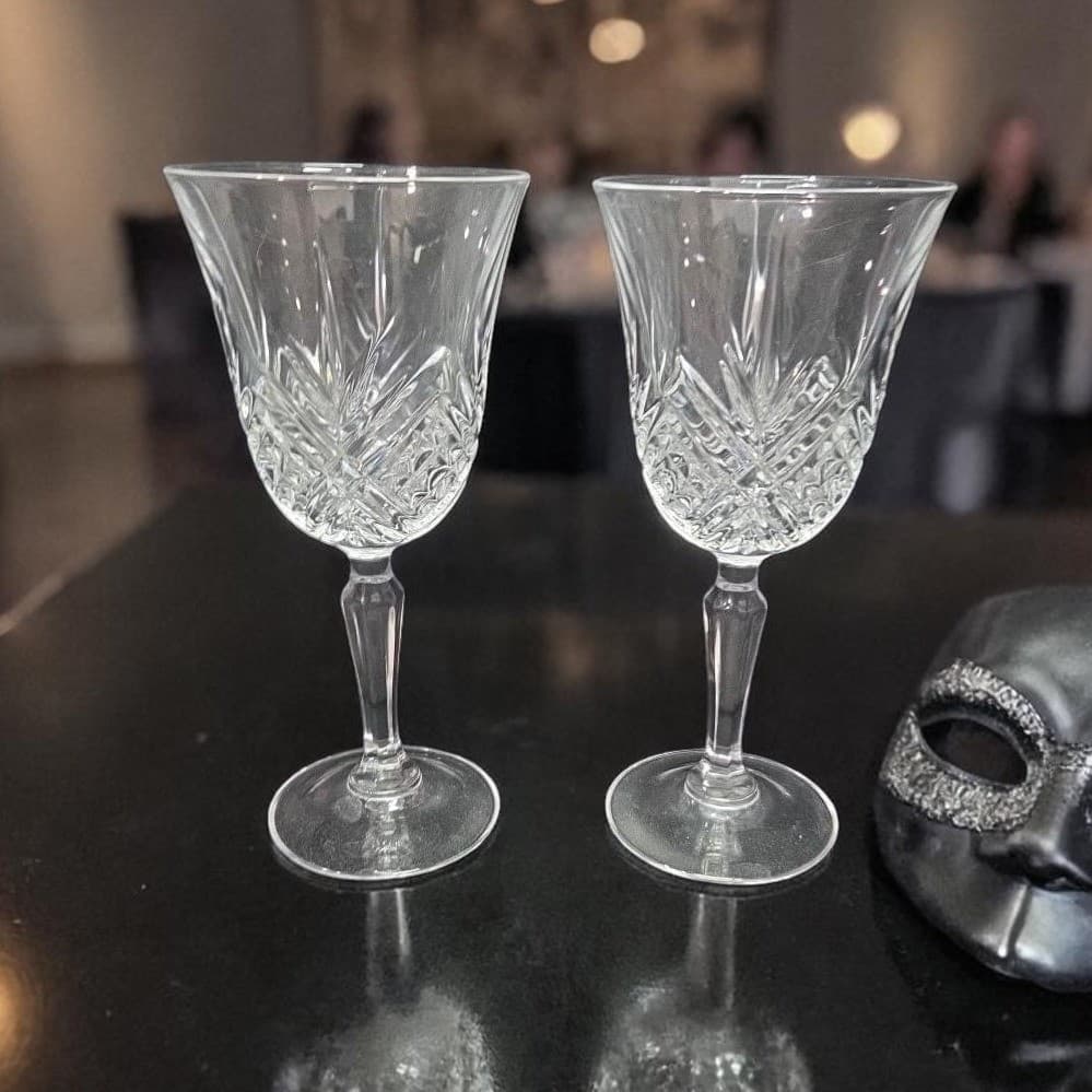 Cristal D'Arques Masquerade Crystal Wine Glasses, Set of 2, Vintage Stemware