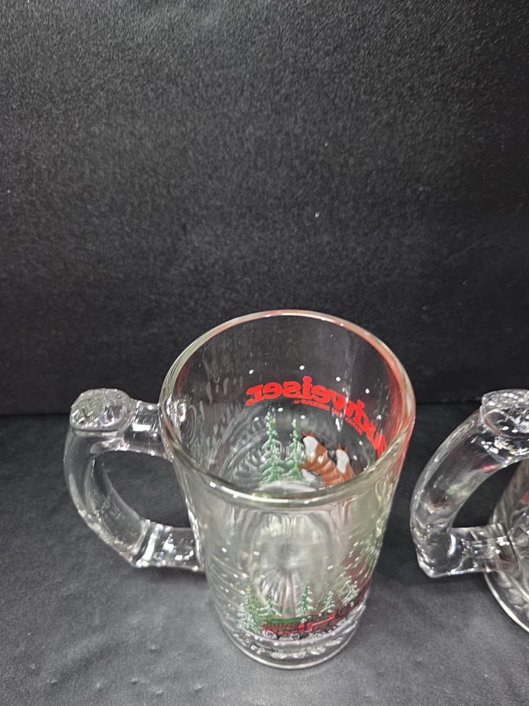 Budweiser Clydesdales Glass Beer Steins, Anheuser-Busch Mugs, Set of2, 1988/1989 - Thumbnail 5