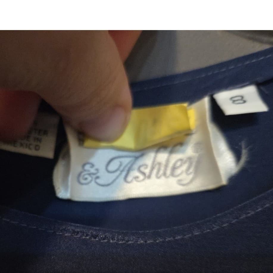 Peters & Ashley Navy Blue Button Shoulder Satin Blouse, Women's Size 8 - Thumbnail 6