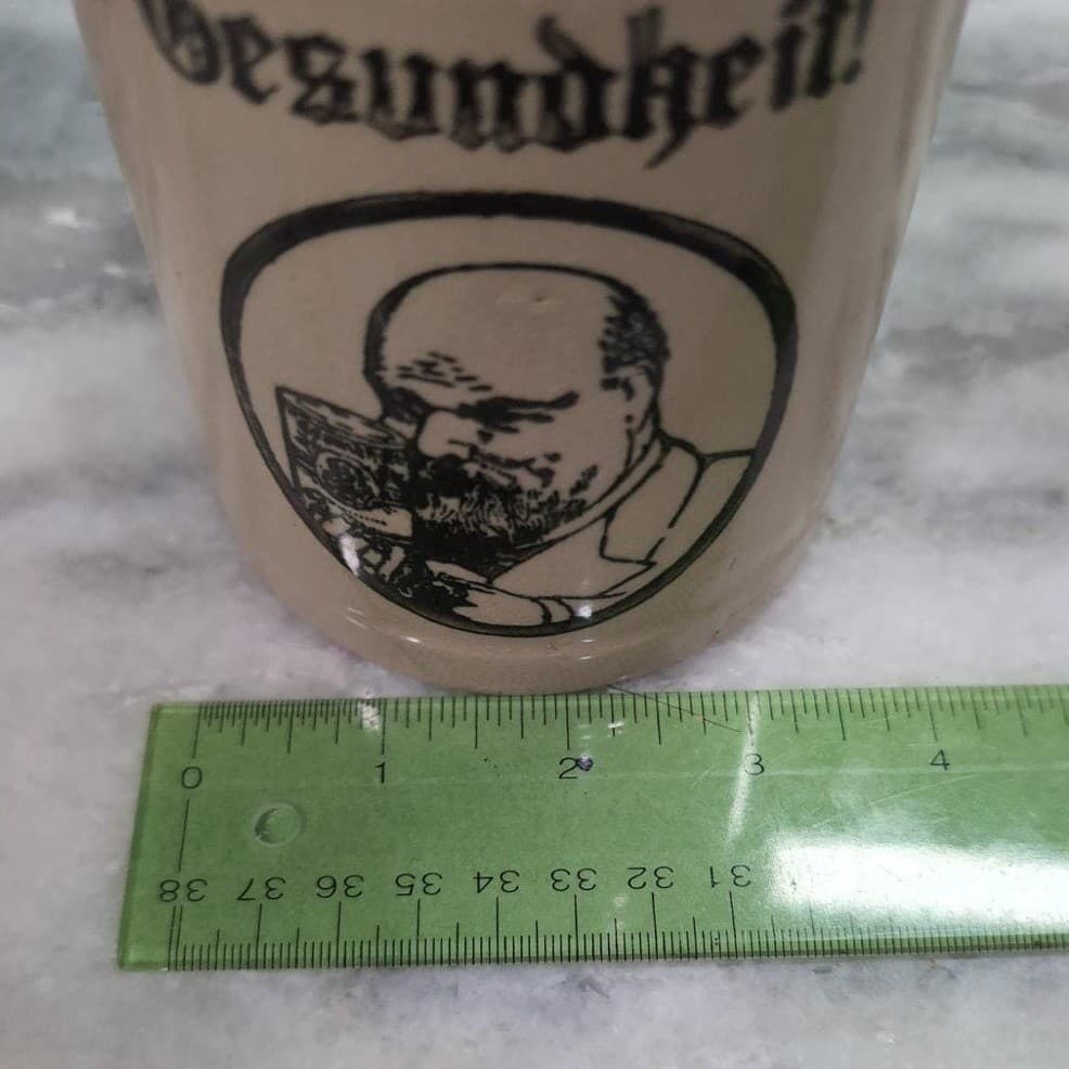 Gesundheit Beer Mugs, Set of 2, Vintage German-Style Barware, Black Transferware - Thumbnail 11