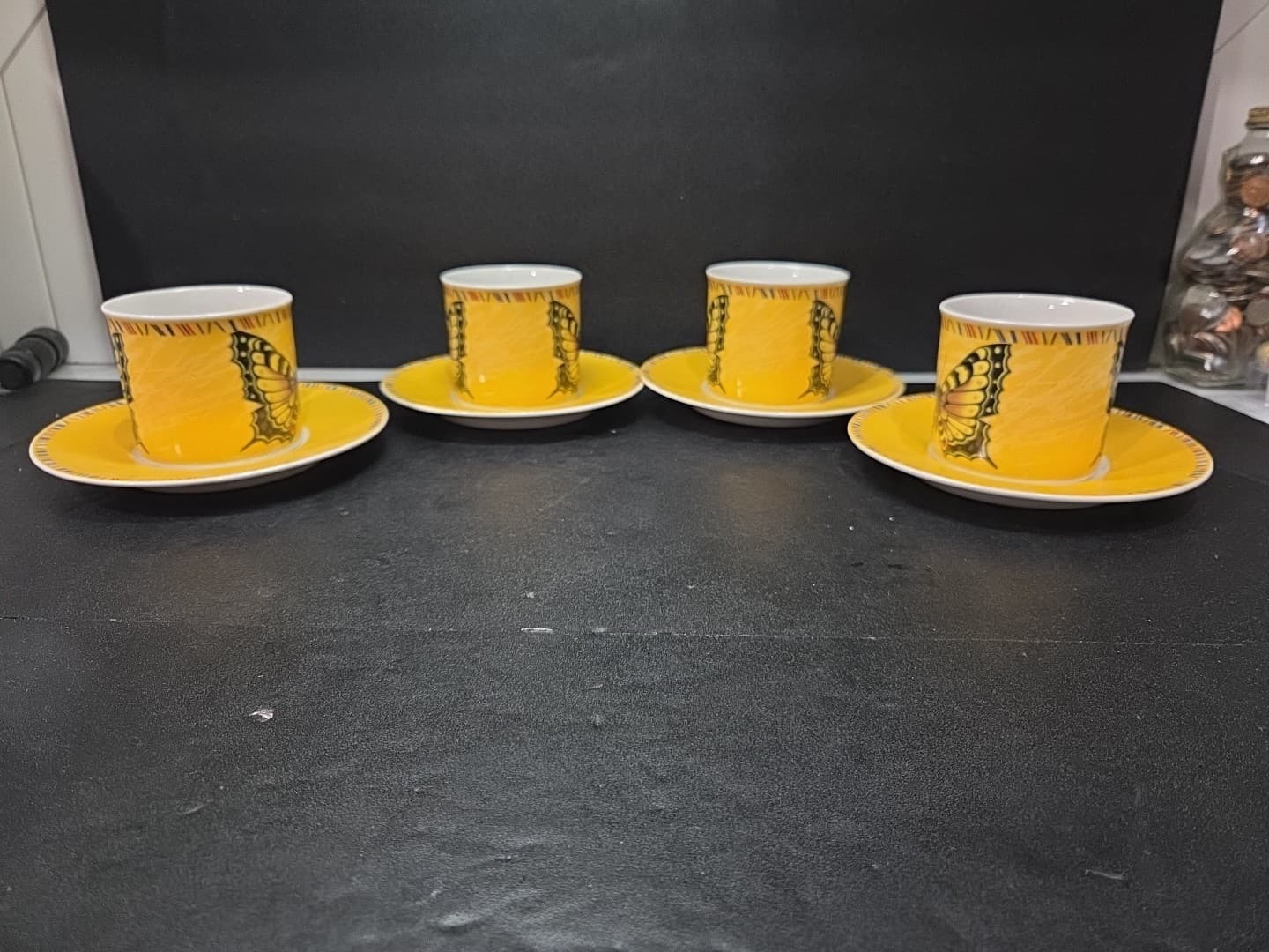 Lynns Maesto Yellow Butterfly Cup And Saucers, Set Of 4, Cottagecore Tea Set - Thumbnail 4