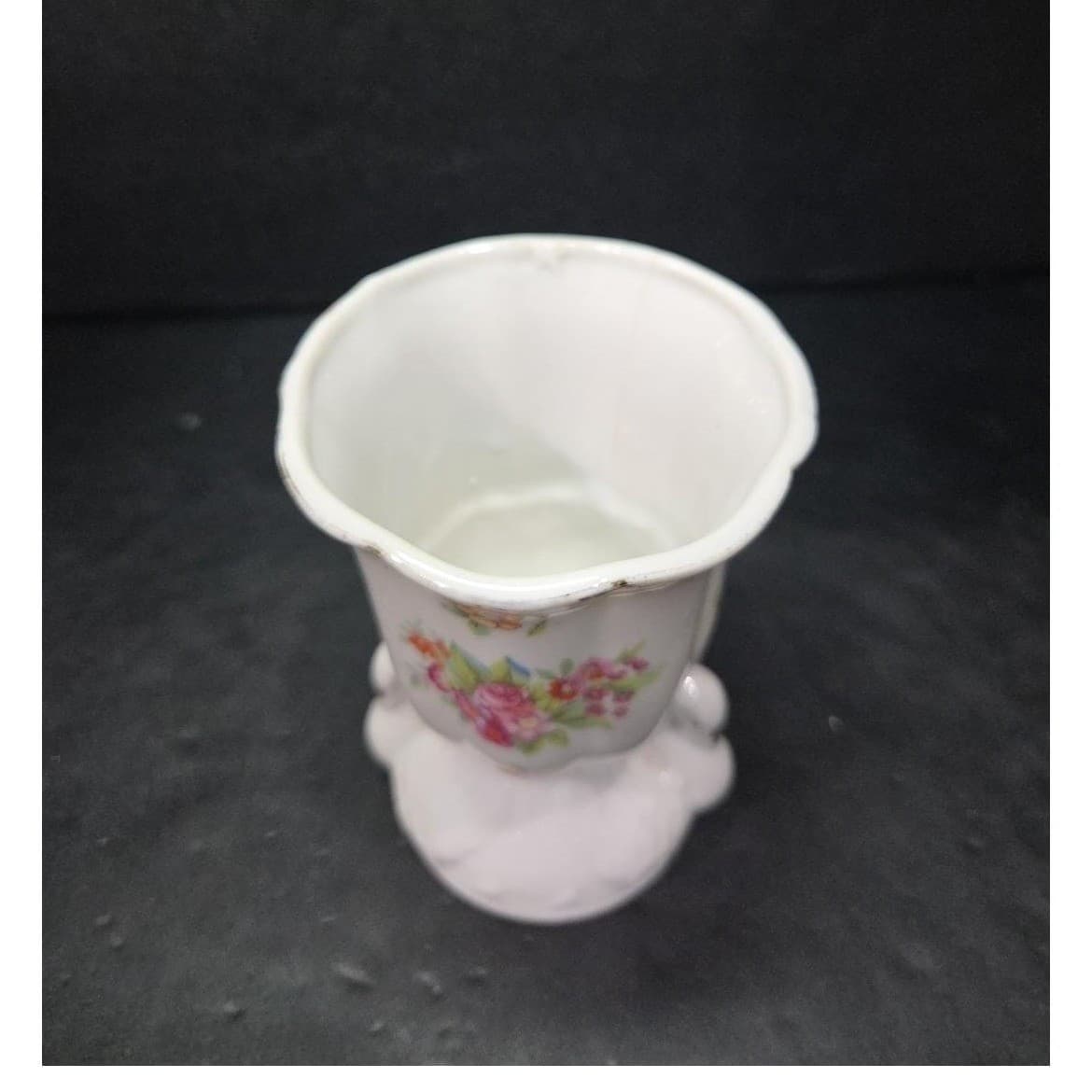 Art Nouveau Gold‑Eyed Swan Bud Vase, Vintage Japan Floral Bouquet Holder - Thumbnail 6