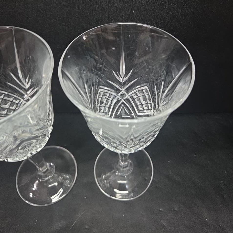 Cristal D'Arques Masquerade Crystal Wine Glasses, Set of 2, Vintage Stemware - Thumbnail 6