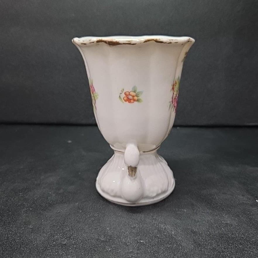 Art Nouveau Gold‑Eyed Swan Bud Vase, Vintage Japan Floral Bouquet Holder - Thumbnail 5