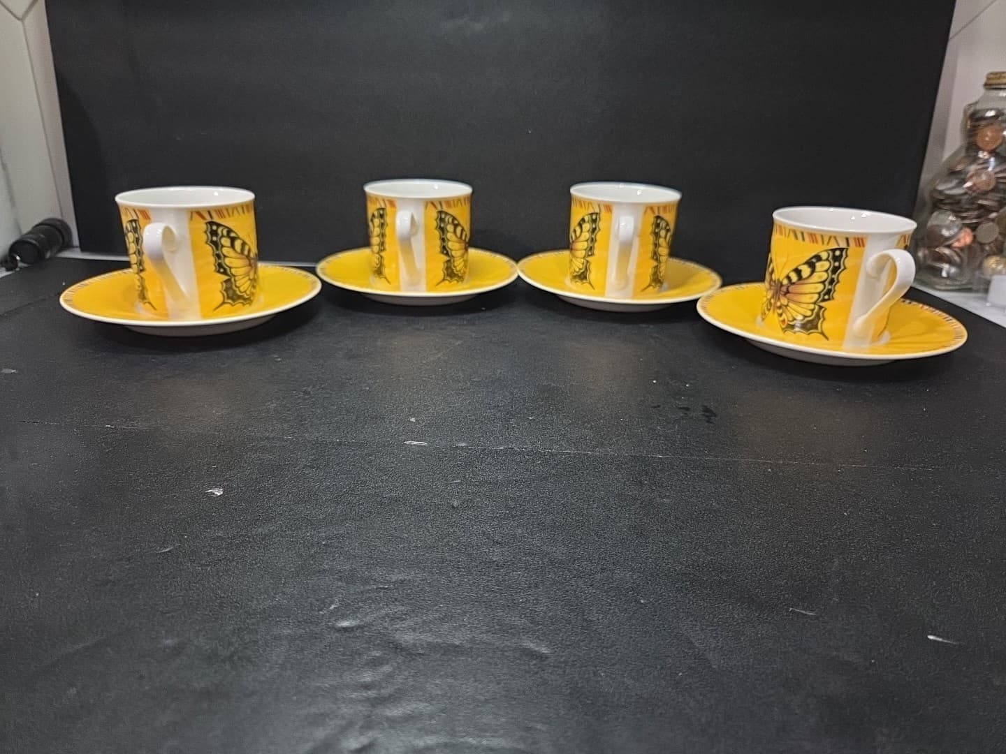Lynns Maesto Yellow Butterfly Cup And Saucers, Set Of 4, Cottagecore Tea Set - Thumbnail 2