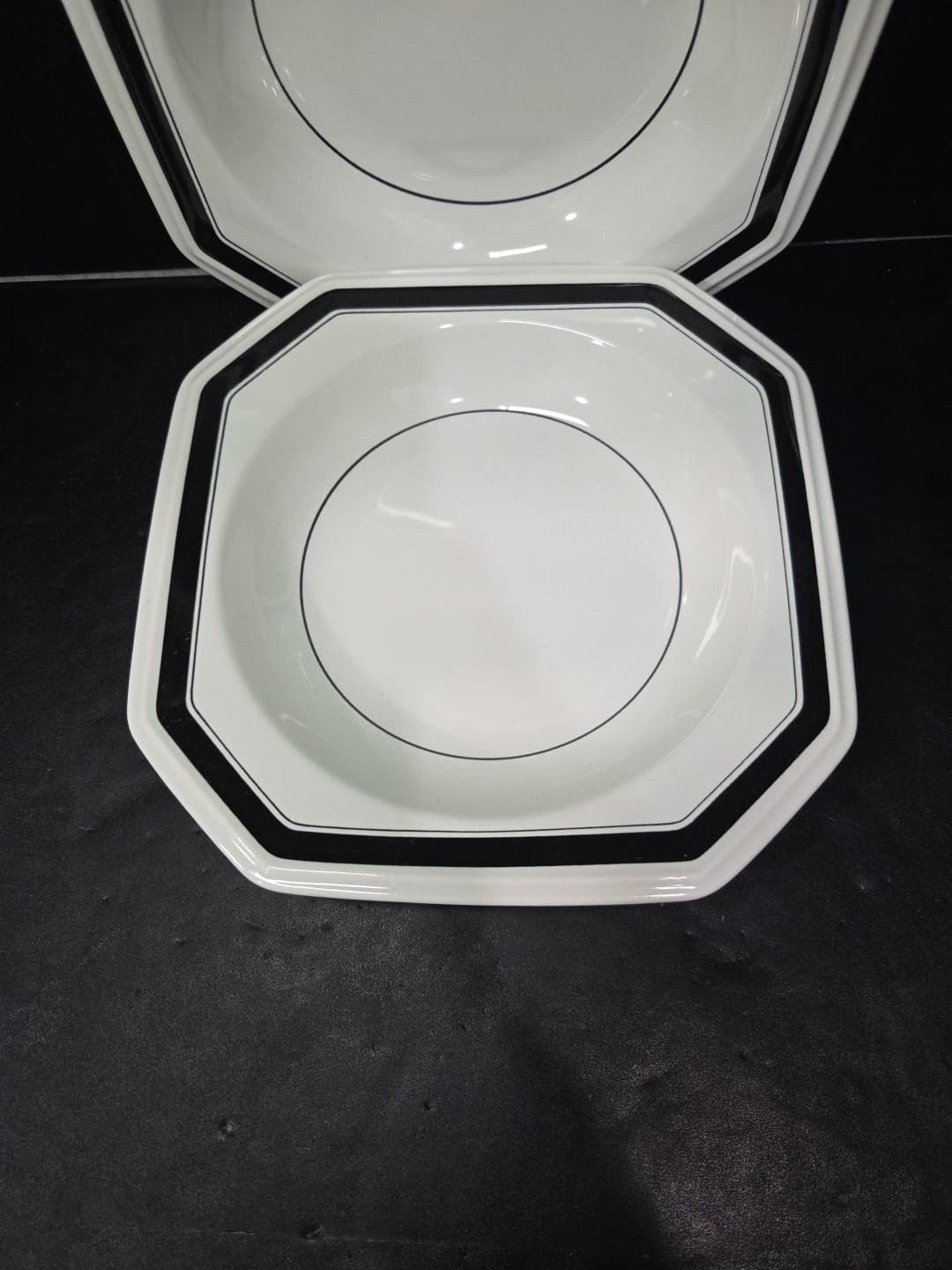 Mikasa Octagon Shaped Soup Bowls, Tuxedo Park #F3702, Set Of 2, Dinnerware - Thumbnail 2