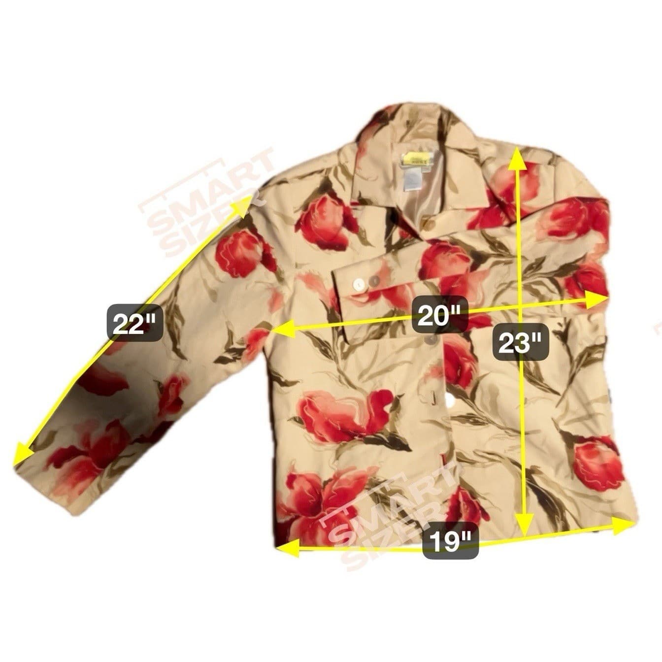 Coldwater Creek Petite Floral Blazer, Women's Small Jacket, Silk Linen, Tan Red - Thumbnail 2