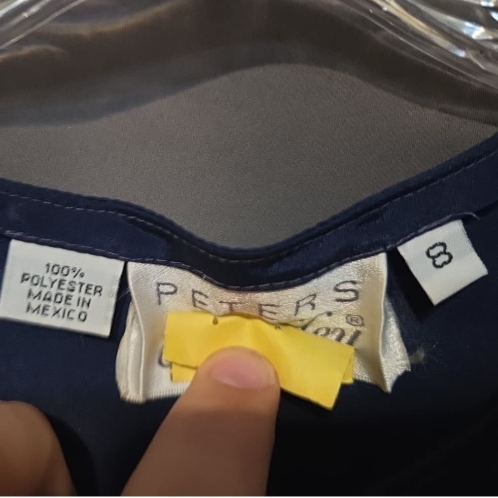 Peters & Ashley Navy Blue Button Shoulder Satin Blouse, Women's Size 8 - Thumbnail 5