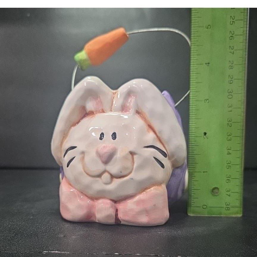 K's Collection Ceramic Bunny Rabbit Basket, Vintage Planter Bowl, Easter Decor - Thumbnail 10