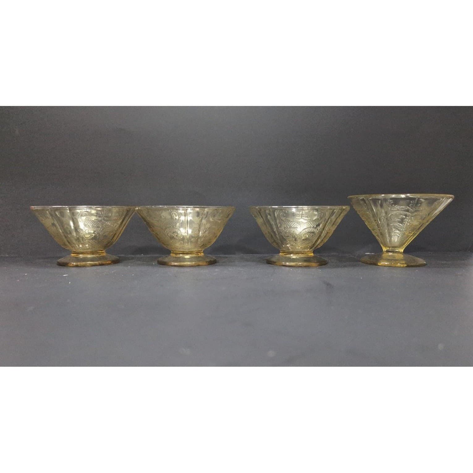 Federal Glass Madrid Amber Sherbet Glasses, Set Of 4, Vtg Depression Glassware - Thumbnail 2