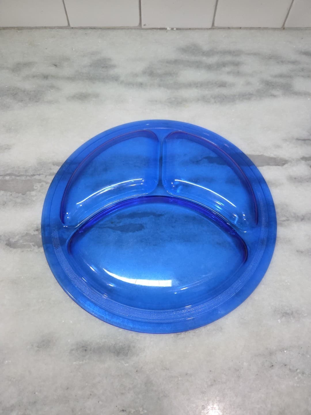 L.E. Smith Mt Pleasant Cobalt Blue Divided Dinner Plate, Antique Dish, Vtg Plate - Thumbnail 2