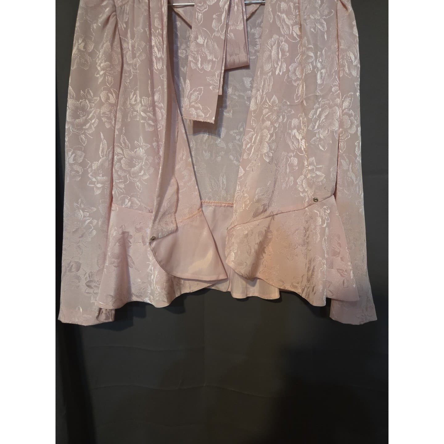 Jerrie Lurie Pink Floral Jacquard Peplum Top and Midi Skirt, Vintage Women's Set - Thumbnail 7