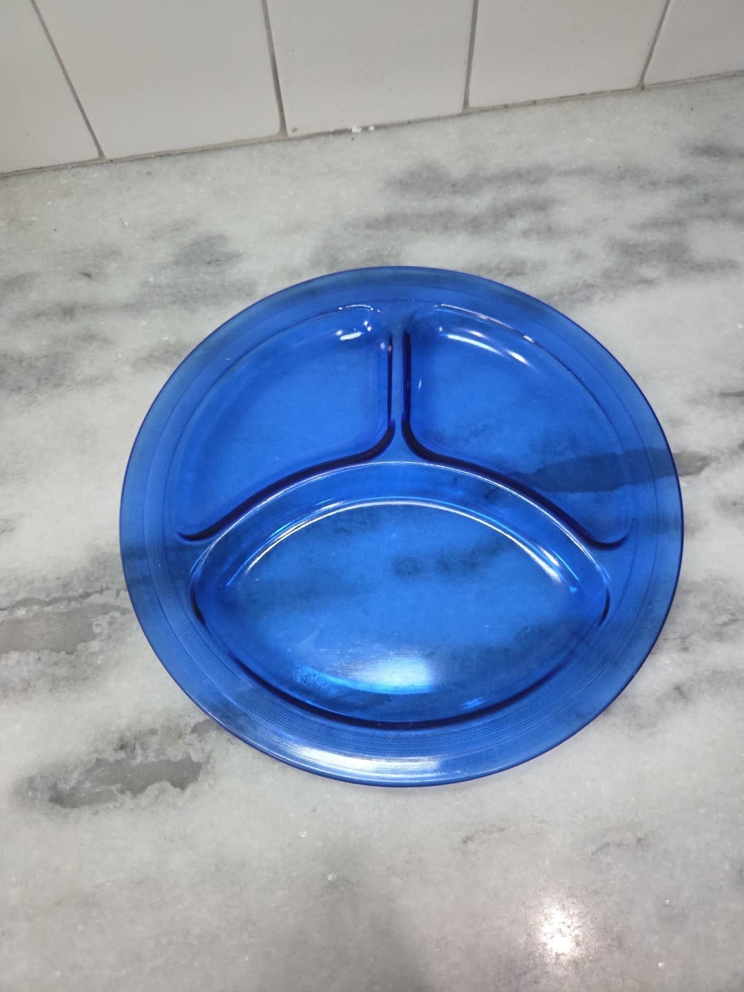 L.E. Smith Mt Pleasant Cobalt Blue Divided Dinner Plate, Antique Dish, Vtg Plate