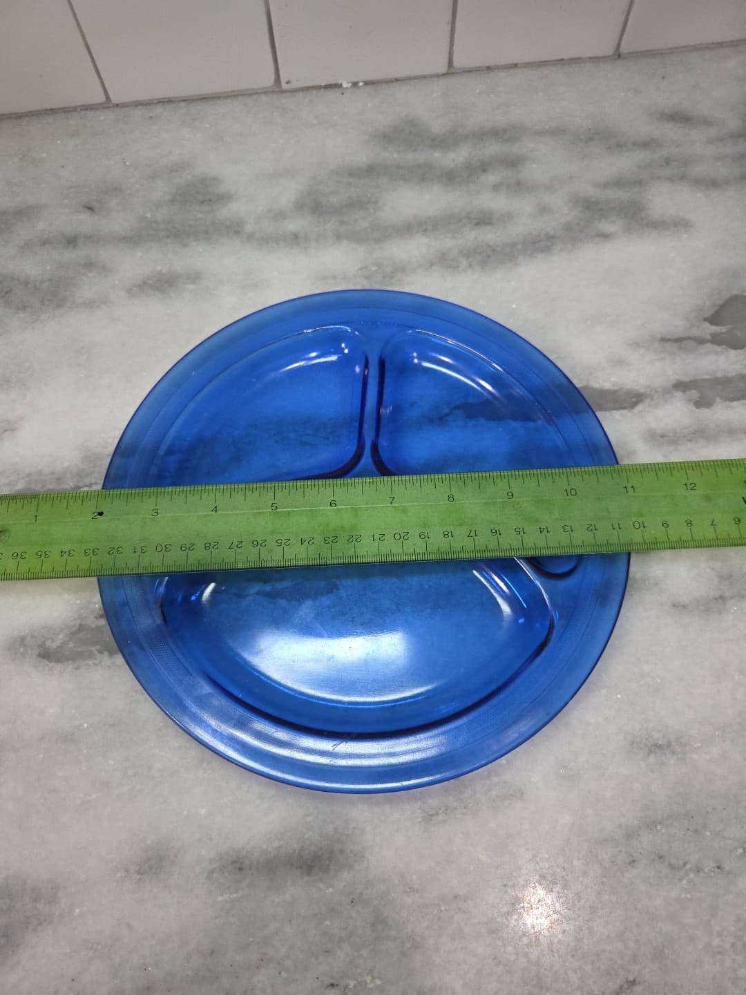 L.E. Smith Mt Pleasant Cobalt Blue Divided Dinner Plate, Antique Dish, Vtg Plate - Thumbnail 3
