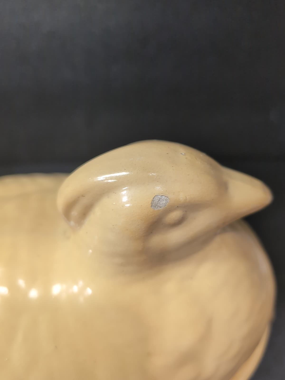 Quail on Nest Chicken Bowl, Vintage Pottery Hen, Yellow Ware 2 Piece Collectible - Thumbnail 10