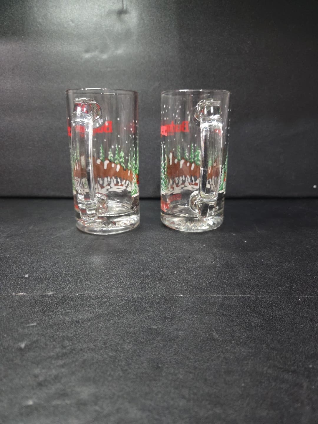 Budweiser Clydesdales Glass Beer Steins, Anheuser-Busch Mugs, Set of2, 1988/1989 - Thumbnail 3
