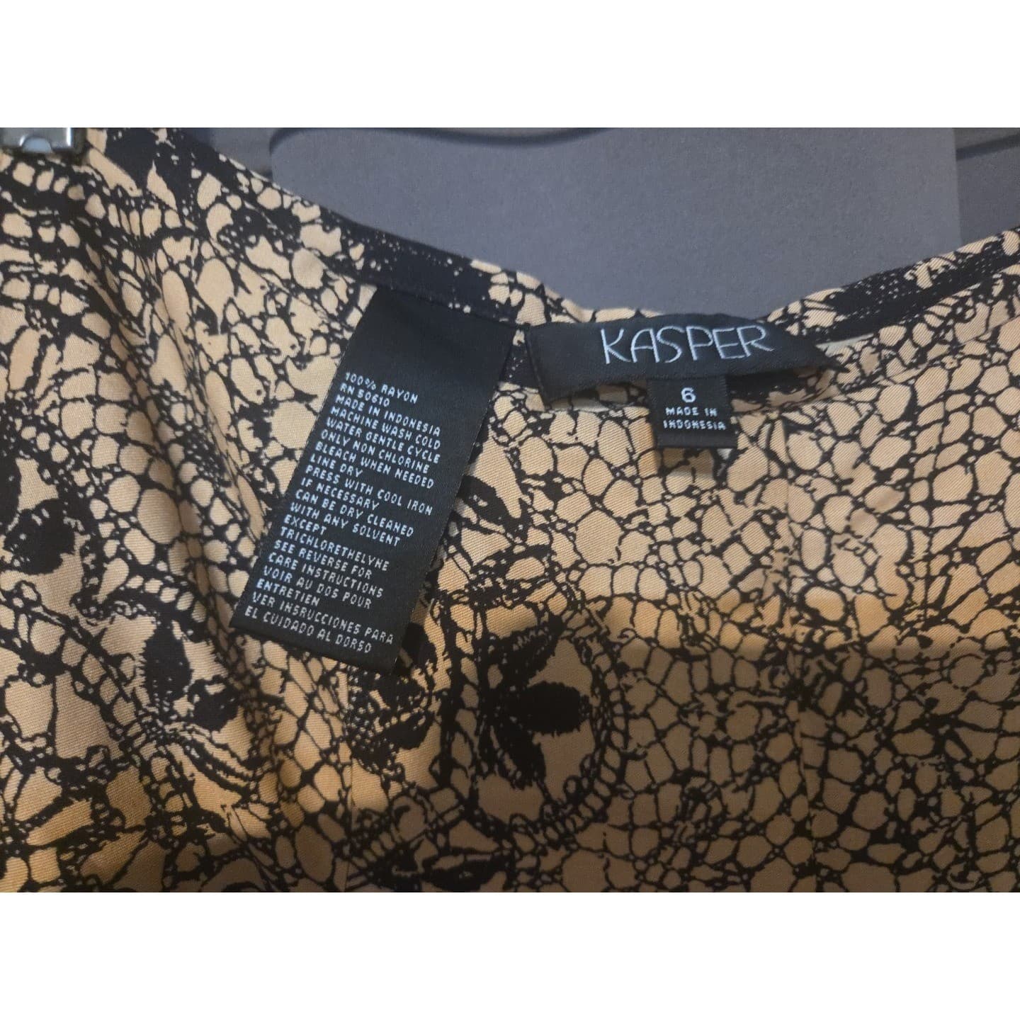 Kasper Women Tan Black Lace Print A-Line Skirt, Women's Sz 6 Professional Office - Thumbnail 5